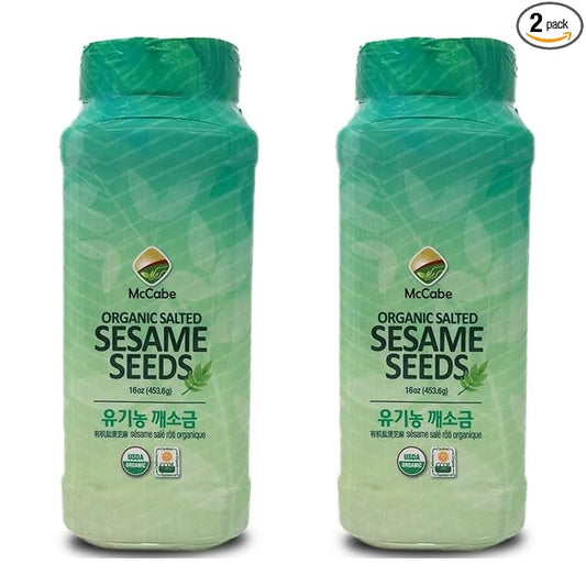McCabe Organic Salted Sesame, 1 lb (16 oz) (2 Packs), USDA Organic Certified, CCOF Certified Organic, Roasted & Packed in USA
