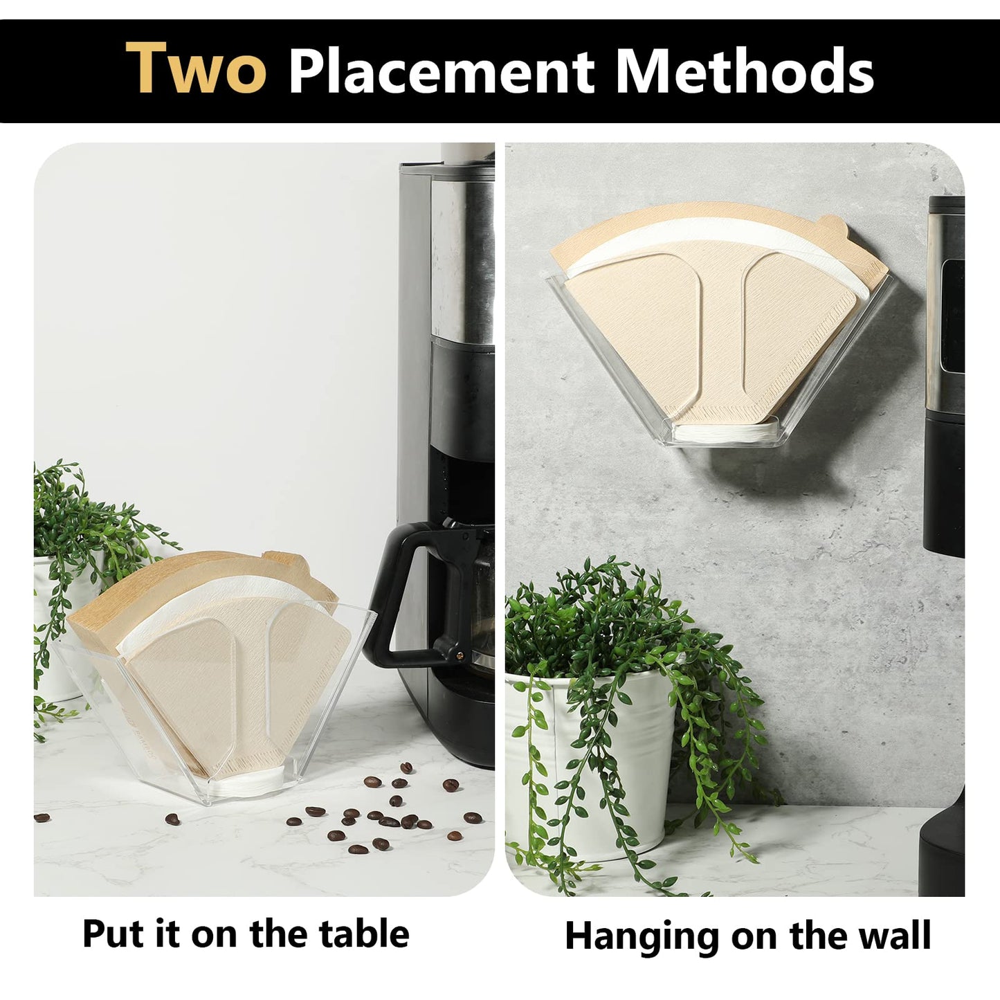 Kamehame Coffee Filter Holder, Wall Mount Coffee Filter Dispenser Rack, Clear Acrylic Storage