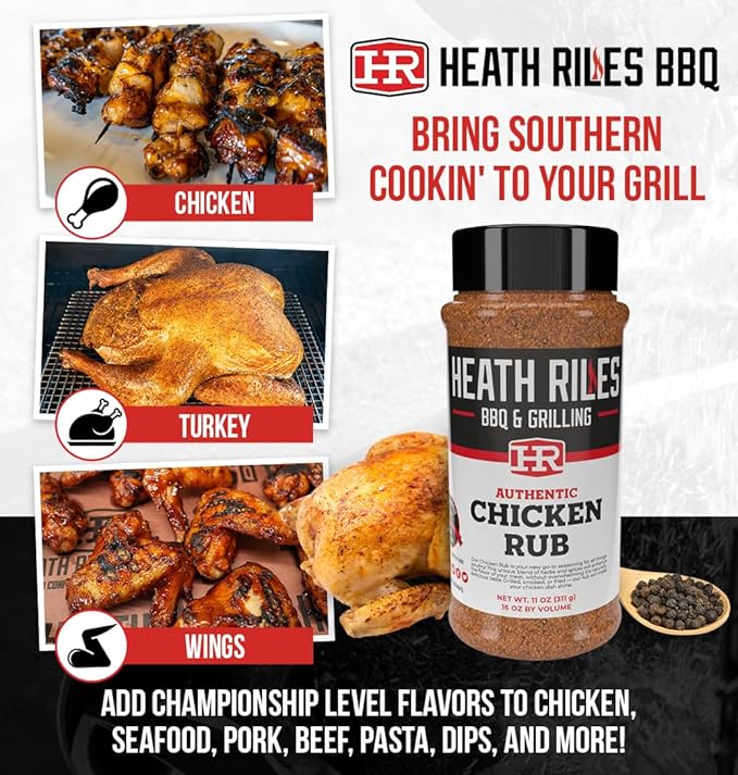 Heath Riles BBQ Rub - Chicken Seasoning, Champion Pitmaster Recipe, Legendary Rubs For Smoking & Grilling, 70+ BBQ Championships, 2 lb./32 oz.