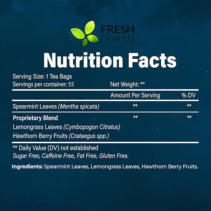 FreshDrinkUS, Premium 55 Tea Bags Better Sleep Herbal Tea | Caffeine-Free Loose Leaf Blend with Spearmint Leaves, Lemongrass Leaves, and Hawthorn Berry ??Naturally Refreshing and Aromatic.