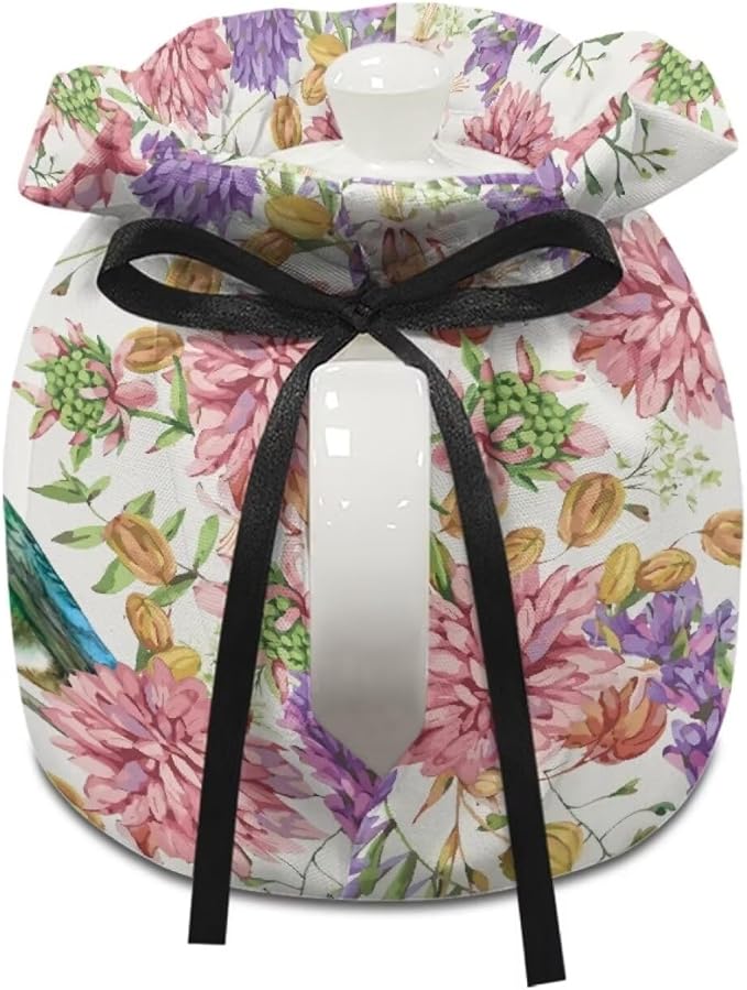 Hummingbird Tea Cozy for Teapot Insulated Kitchen Decor Flower Tea Pot Cover for Keeping Warm Teapot Dust Protector for Women