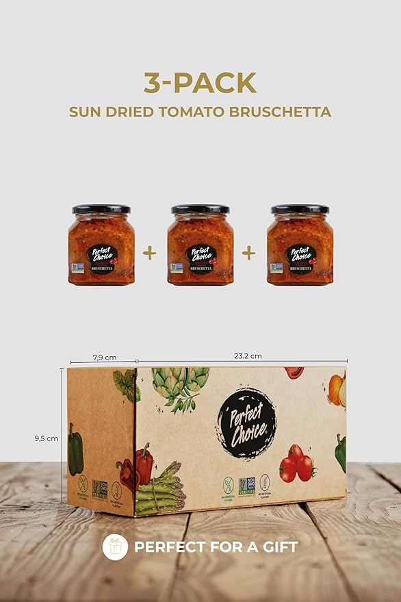 Perfect Choice Sundried Tomato Bruschetta - Ready-to-Serve Dip 12.7 oz (Pack of 3)