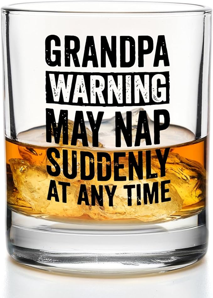 Grandpa Whiskey Glasses 10 oz, Grandpa Gifts for Birthday Christmas, Funny Grandfather Old Fashioned Rocks Glasses for Men Drinking Scotch Bourbon Cocktail Liquor Vodka