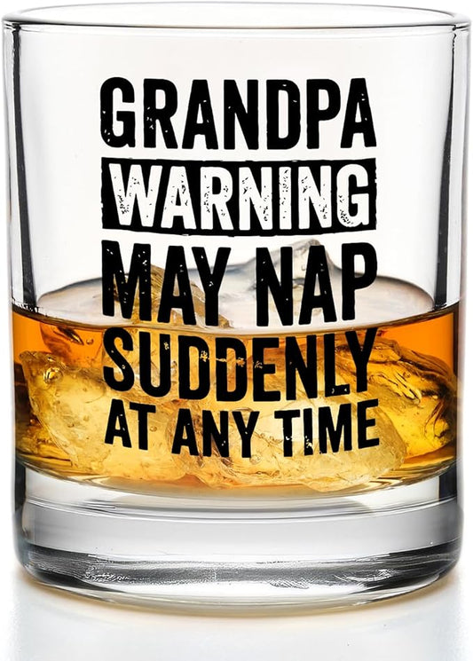 Grandpa Whiskey Glasses 10 oz, Grandpa Gifts for Birthday Christmas, Funny Grandfather Old Fashioned Rocks Glasses for Men Drinking Scotch Bourbon Cocktail Liquor Vodka