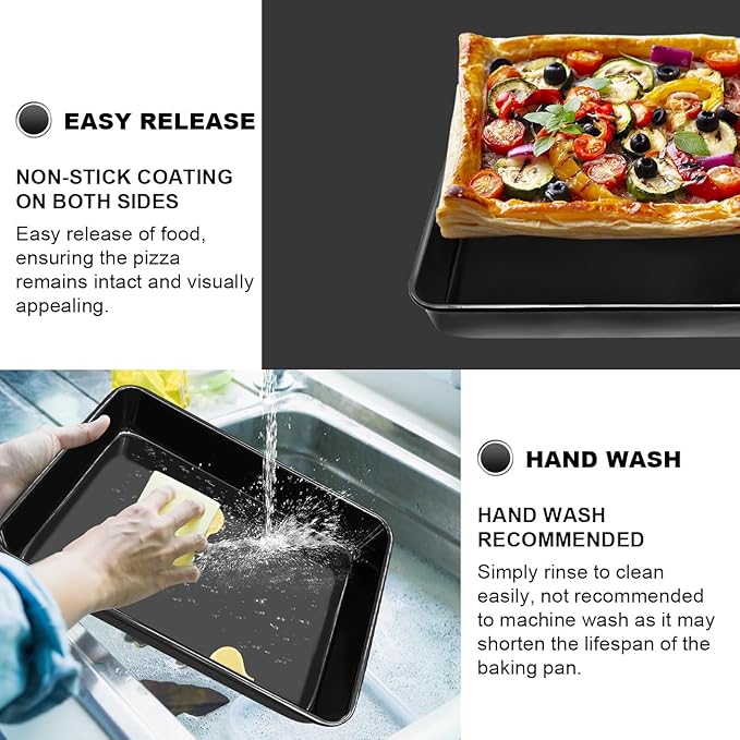 Lasagne Pan, 13 x 9 x 2.5 Inch Enamel Rectangular Cake Pan, Cake Brownie Lasagna Deep Baking Pan, Easy Release & Clean, for Baking Roasting Serving, Large Black
