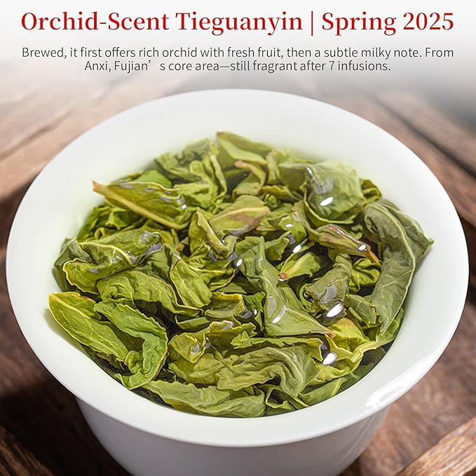 CHADUODUO Tie Guan Yin Oolong Tea Loose Leaf High Mountain Iron Goddess Of Mercy Tea Fujian Anxi Gaoshan Ulong Tea Belong to Pure Hongxin Waiwei Tao Cultivar Orchid Aroma 150g 5.3oz ?¿뚪???若됪ë²?ê³?­†??"<div>
