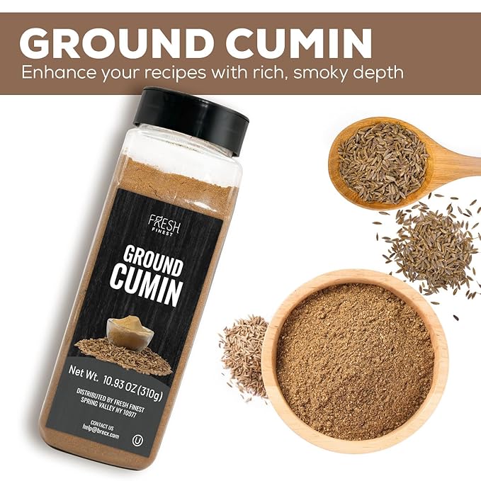 Fresh Finest Ground Cumin 10.93oz - Premium Quality Ground Cumin - All-Natural, Non-GMO, Gluten-Free, Kosher - Perfect for Cooking, Seasoning, and Spicing