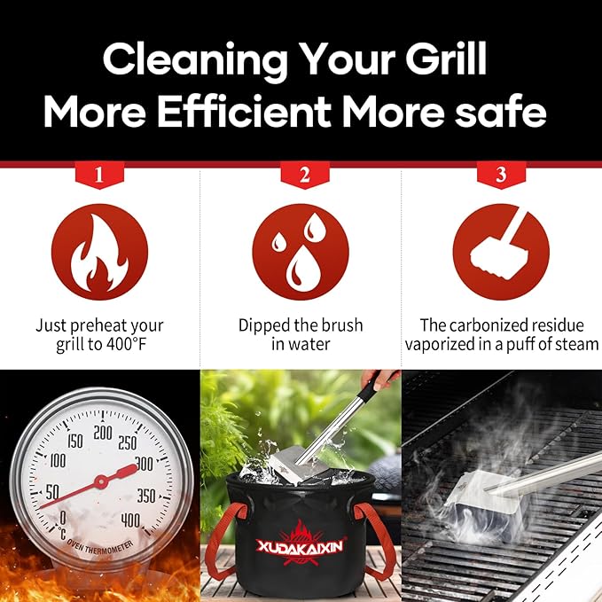 Steam Grill Brush Bristle Free,[Ultra Safe & Efficient] Grill Cleaner for Outdoor Grill,BBQ Replaceable Scraper Cleaning Head,Grill Brush BBQ Accessories,Gifts for Men/Dad ??,<div>