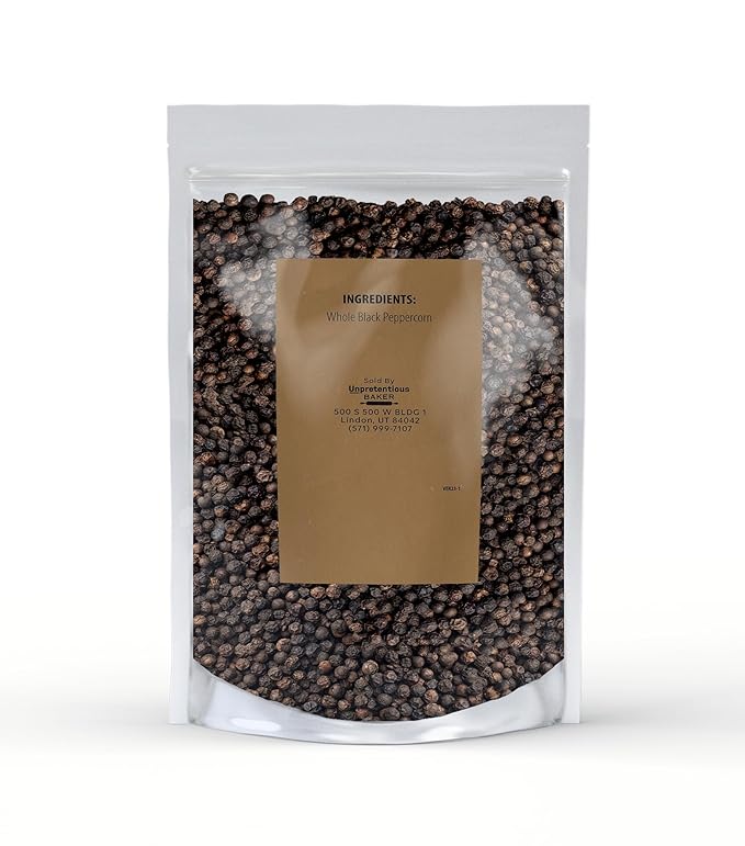 Unpretentious Whole Black Peppercorns, 1 lb, Pepper Mill & Grinder Refill, Robust Flavor, Excellent Garnish, Gluten-Free