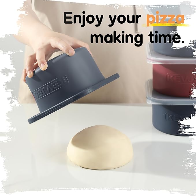 1000ml PLUS Pizza Sourdough Proofing Containers with Air-tight Lids for DIY family Artisan Pizza,Bread,Bagel-Food Grade Silicone -Freezer, Fridge, Dishwasher Safe-2 Pack (Blueberry)
