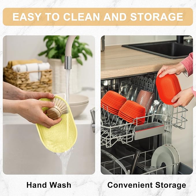 Silicone Banneton, Sourdough Bread Baskets (Set of 6, 6.5 Inch), Oval Proofing Bread Bowls with Starter Kit, Bread Making Baking Supplies