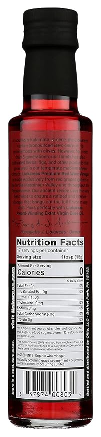 Greek Red Wine Vinegar - Organic - NonGMO - Gluten Free - Paleo - 6% Acidity - Premium