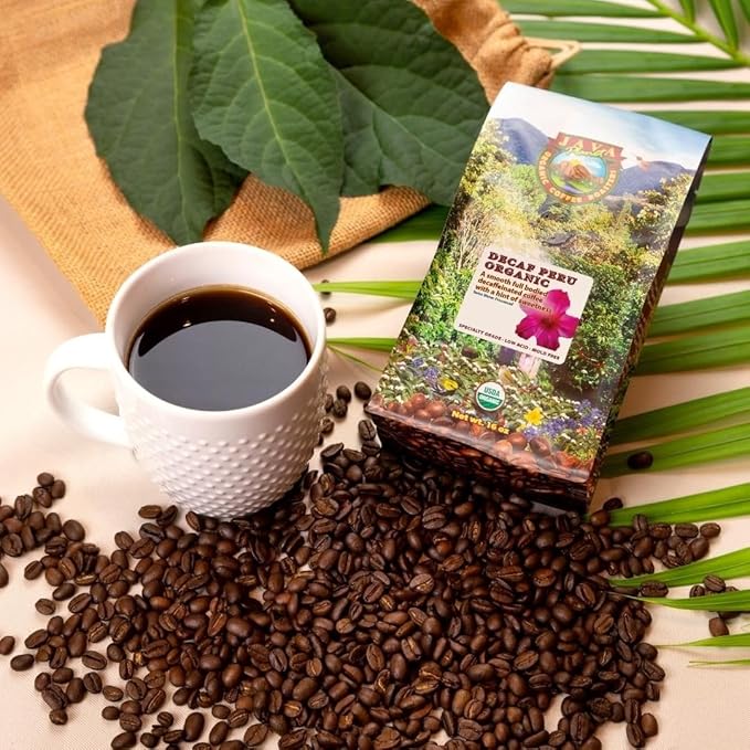 Low Acid Organic Coffee ??Whole Bean, Mold-Free & Stomach Friendly by Java Planet, Peruvian Single Origin Decaf Coffee, Water Process, Medium Dark Roast, Smooth Full Flavored, 2x1LB Bag
