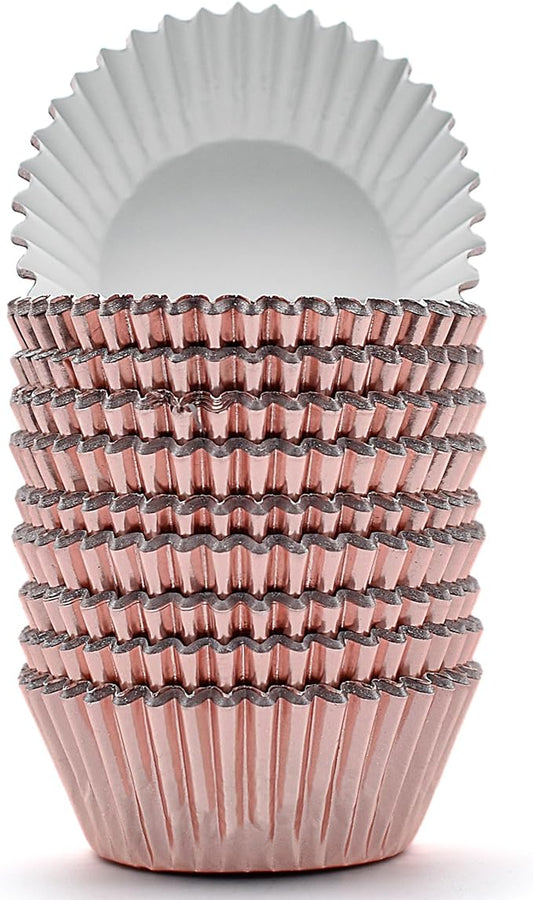200 Pcs Rose Gold Foil Cupcake Liners Standard Baking Cups Muffin Paper Cases