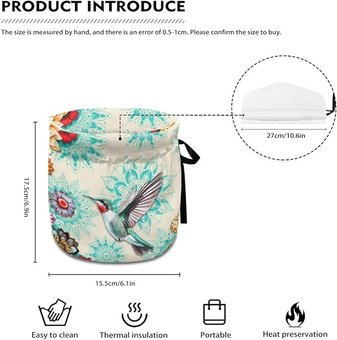 Hummingbird Flowers Tea Cozy Insulation Kitchen Accessory Tea Cozies Covers Kitchen Home Decorative Tea Pots Cozy for Keeping Warm Kettle Dust Cover