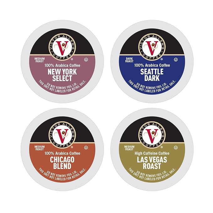 Victor Allen's Coffee Across America Variety Pack (Seattle Dark, New York Select, Chicago Blend, Las Vegas Roast), 96 Count, Single Serve Coffee Pods for Keurig K-Cup Brewers