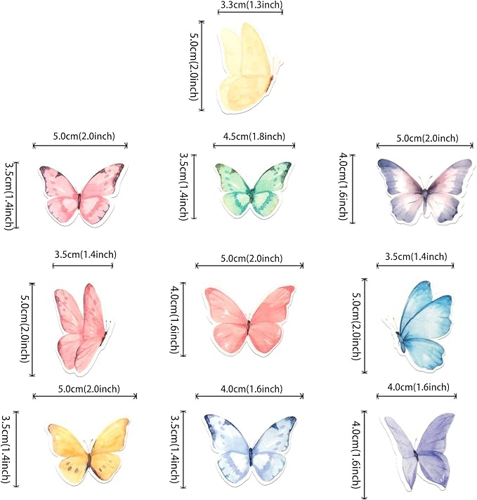 Rsstarxi 60 Pack Edible Butterfly Cupcake Toppers, Wafer Paper Butterfly Cake Decorations, Theme Birthday Party Decorations for Baby Shower Wedding Anniversary Party Decorations Supplies