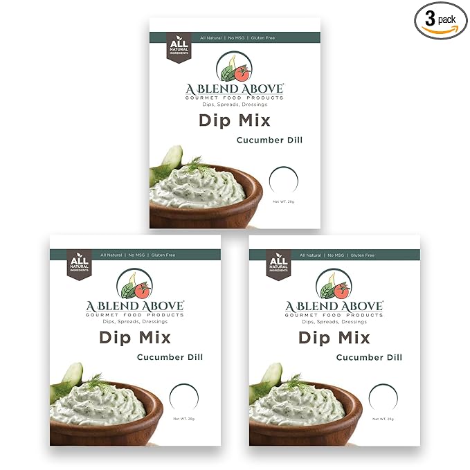 A Blend Above Cucumber Dill Dip Mix, 1oz, (3 Pack), Gluten-Free, No MSG, All Natural, No Preservatives, Vegetable Dip, Keto Friendly, Low Carb, Easy to Make