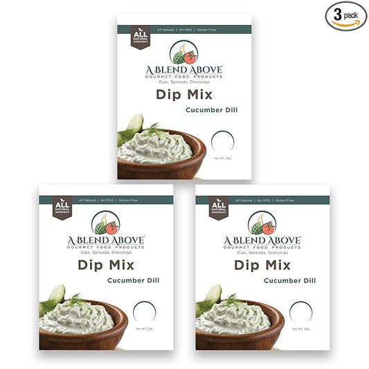 A Blend Above Cucumber Dill Dip Mix, 1oz, (3 Pack), Gluten-Free, No MSG, All Natural, No Preservatives, Vegetable Dip, Keto Friendly, Low Carb, Easy to Make