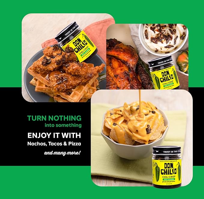 Don Chilio Mild Jalapeno Mexican Chile Crisp, 5 oz., 2 Pack – Crunchy Sliced Jalapenos Fried Chili Peppers in Hot Seasoned 100% Olive Oil – Keto-Friendly, Vegan, Gluten Free