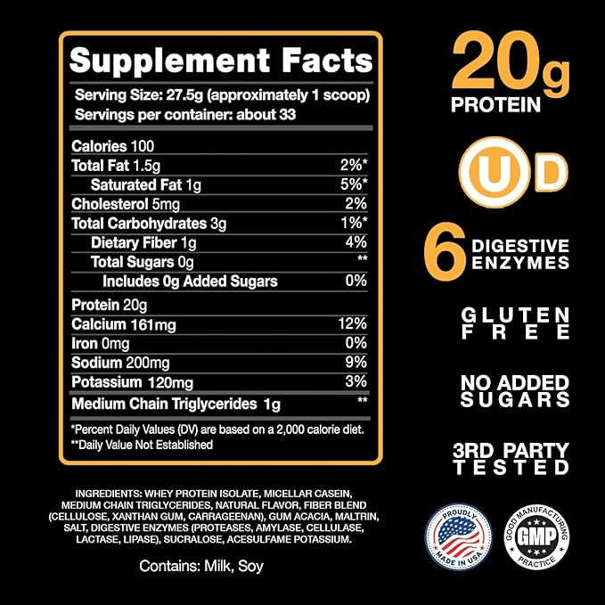 Devotion Nutrition Protein Powder Angel Food Cake ??20g Whey Isolate & Casein Protein Blend ??No Added Sugar, Low Carb, Gluten-Free, Keto-Friendly, 1g MCT, Kosher ??2lb Pouch