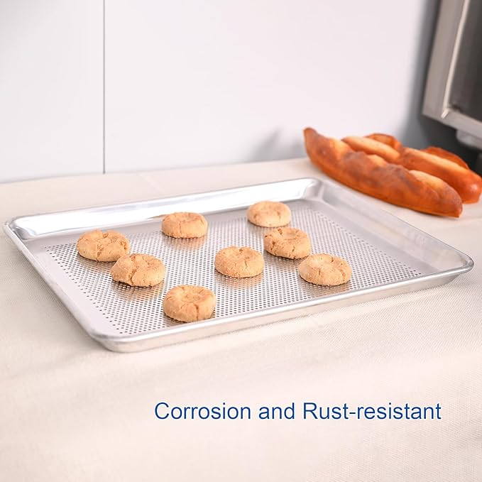 HARDURA Aluminum Perforated Baking Sheet Pan 18”L X 26”W X 1”H Cookie Sheet, 12Packs, For Oven in Bakery & Restaurant, Kitchen