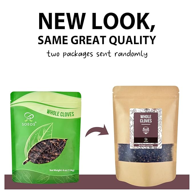 Soeos Whole Cloves 4 oz, Gluten Free, Non GMO, Kosher, Fresh Hand Picked Cloves, Great for Food and Tea