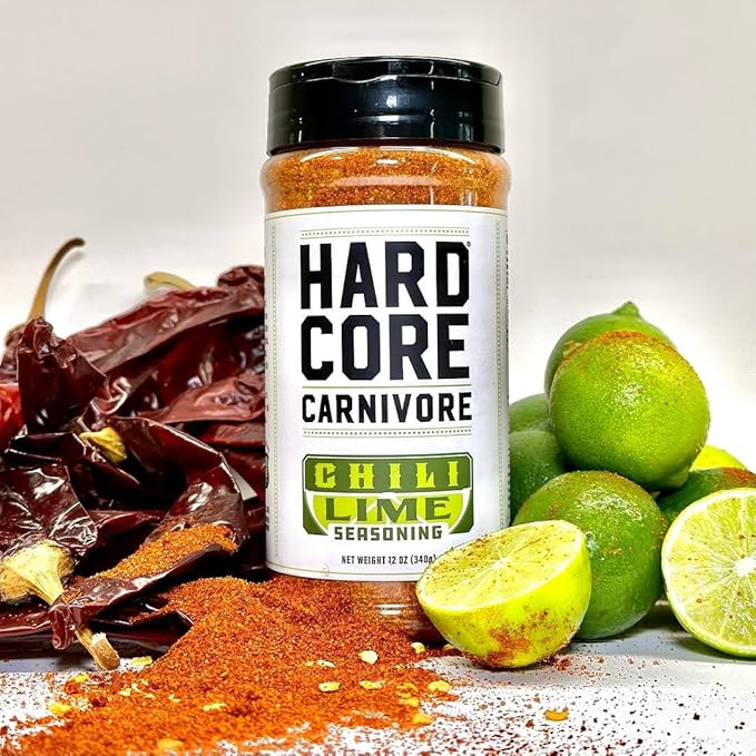 Hardcore Carnivore Chili Lime - Zesty Seasoning Blend (12 oz Shaker) Texas-Made Bold, Tangy Flavor for Chicken, Seafood, Veggies, Rims and More