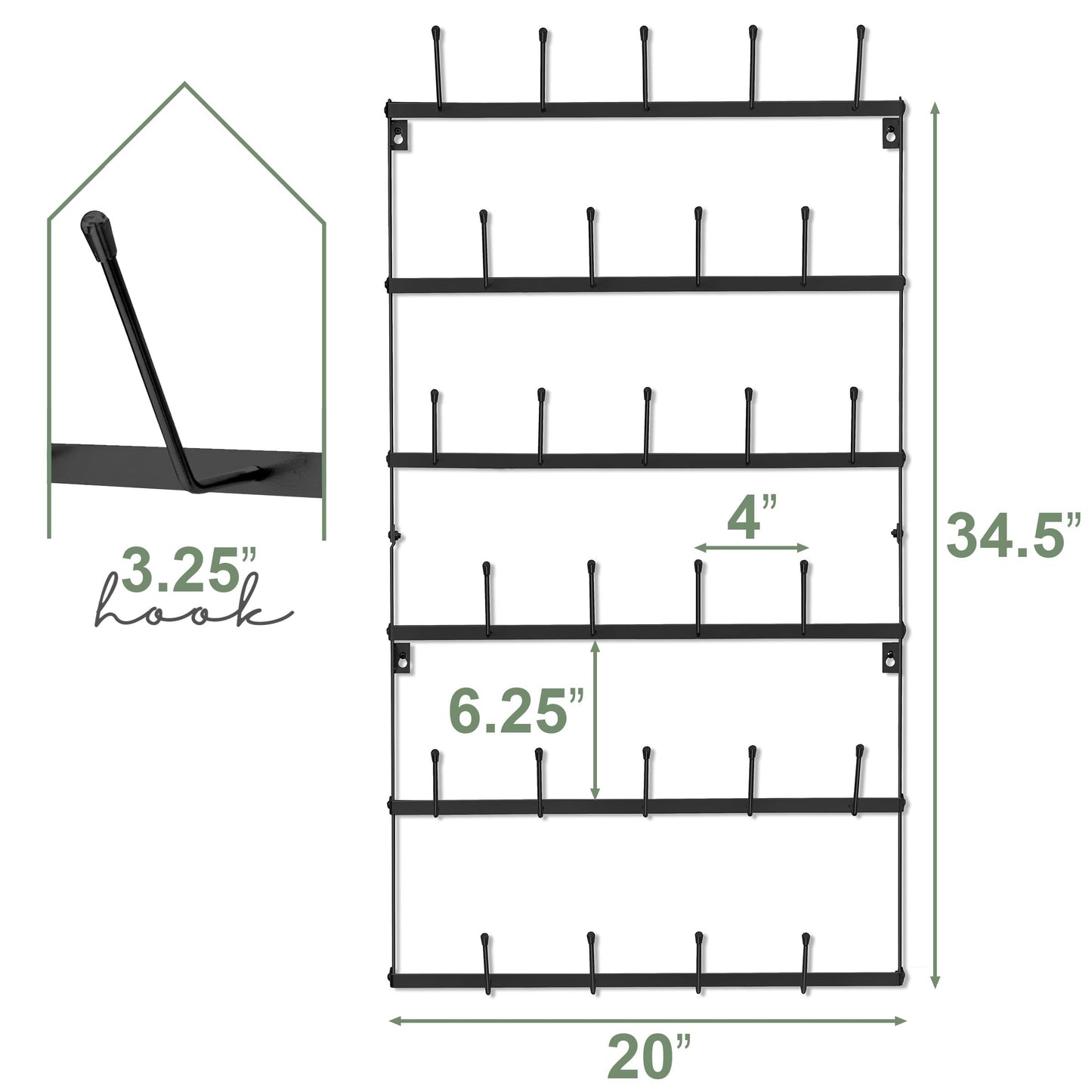 Sorbus Mug Rack for Wall - Large Rustic Coffee Mug Holder Wall Mount with 27 Hooks, Coffee Cup