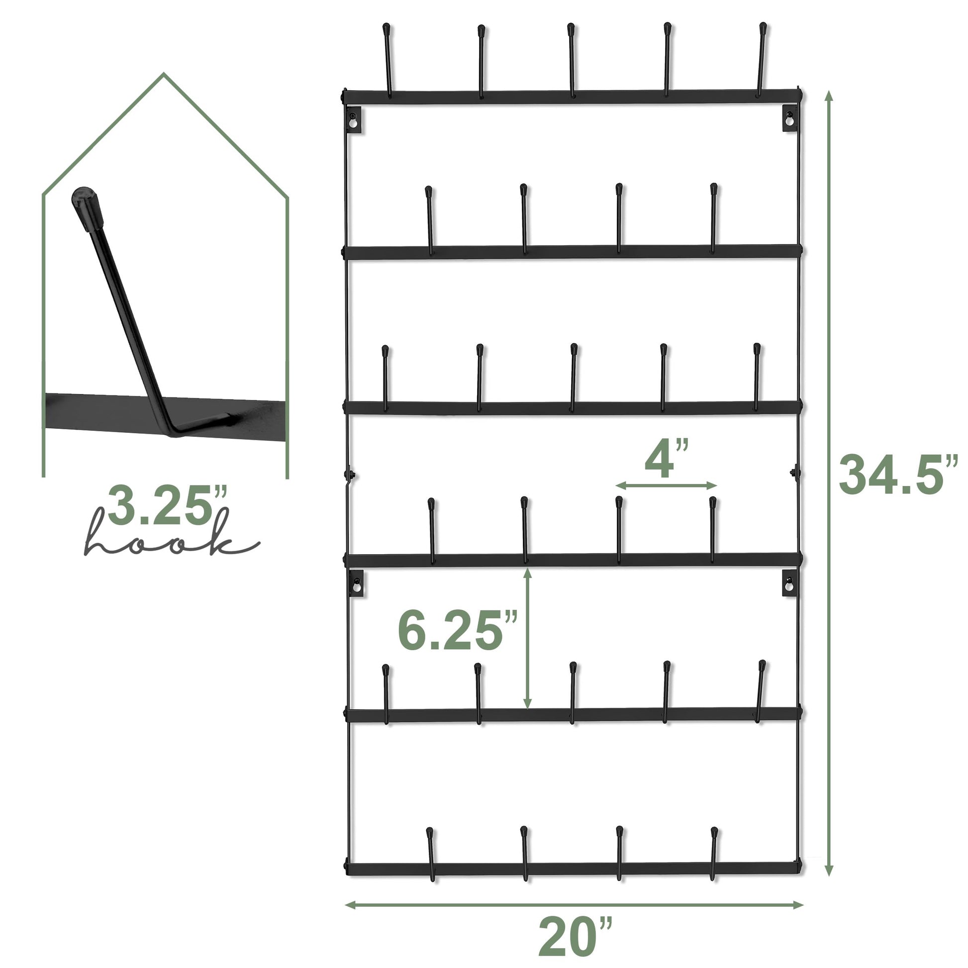 Sorbus Mug Rack for Wall - Large Rustic Coffee Mug Holder Wall Mount with 27 Hooks, Coffee Cup