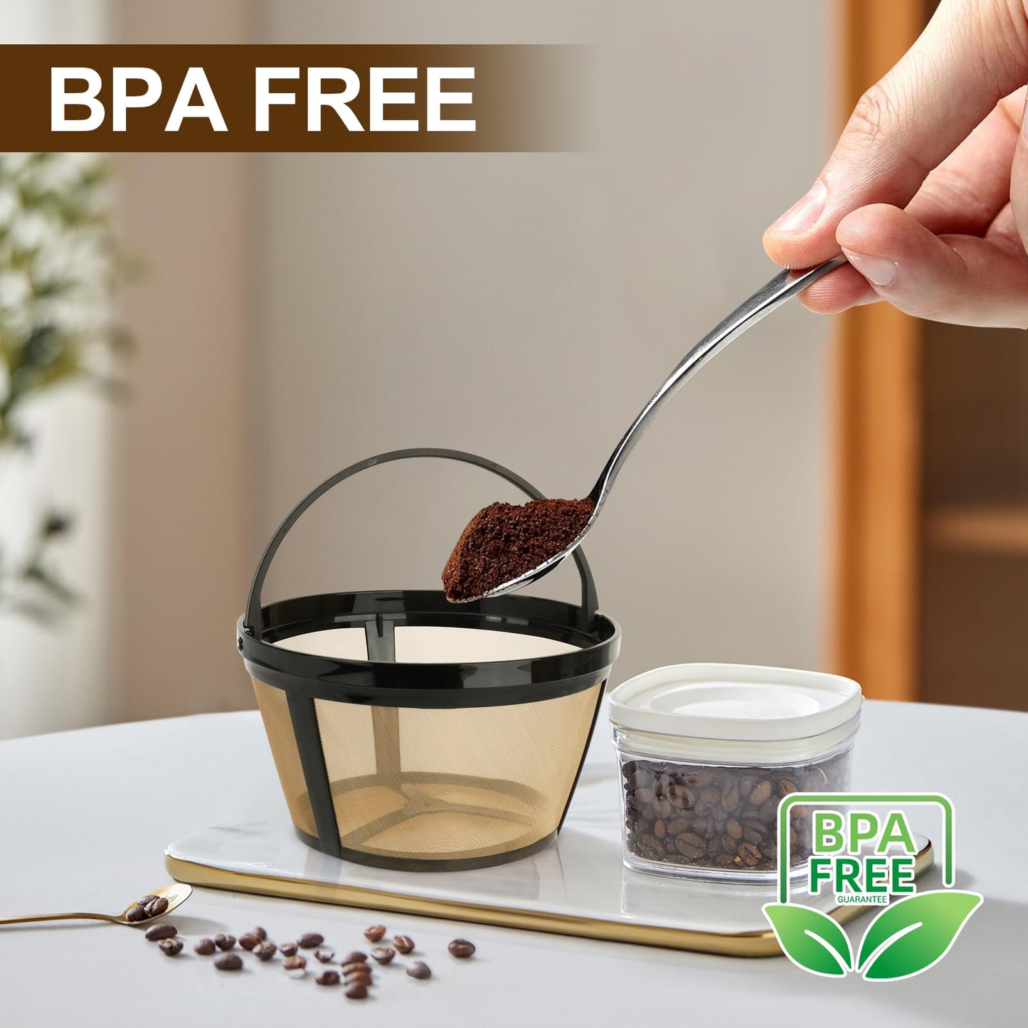 Reusable Coffee Filters 8-12 Cup Compatible with Black Decker Mr Coffee & Most Standard 8-12 Cup