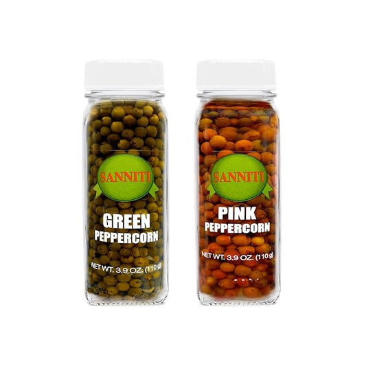 Sanniti Peppercorns in Brine | Imported from Spain | Great for Sauces, Soups, Meats and Light Dishes, 3.9 oz (Pack of 2) (Variety)
