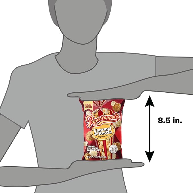 Popcornopolis Caramel & Kettle Mix 6 ct, 1.5 oz Case, Caramel & Kettle Mix Flavored Indulgent Popcorn (Pack of 2)
