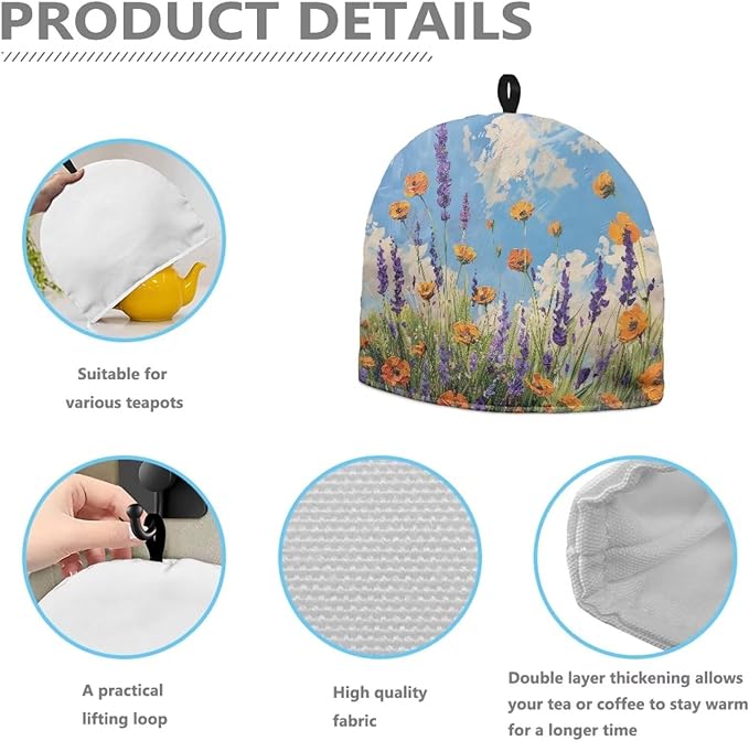 Tea Pot Cozy for Teapots Breakfast Pot Cover Heat Resistant Keep Warm Tea Protective Cover Teapot Dust Proof Cover Warming Tea Kettle Quilt Gifts for Women Wife Mom