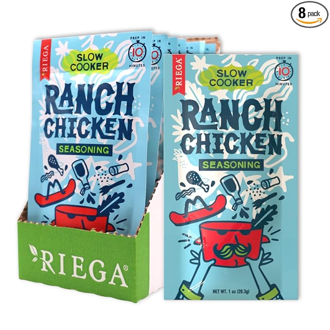 Riega Ranch Chicken Slow Cooker Seasoning, Perfect Dry Powder Mix for Ranch Seasoning Chicken, 1 Ounce (Pack of 8)