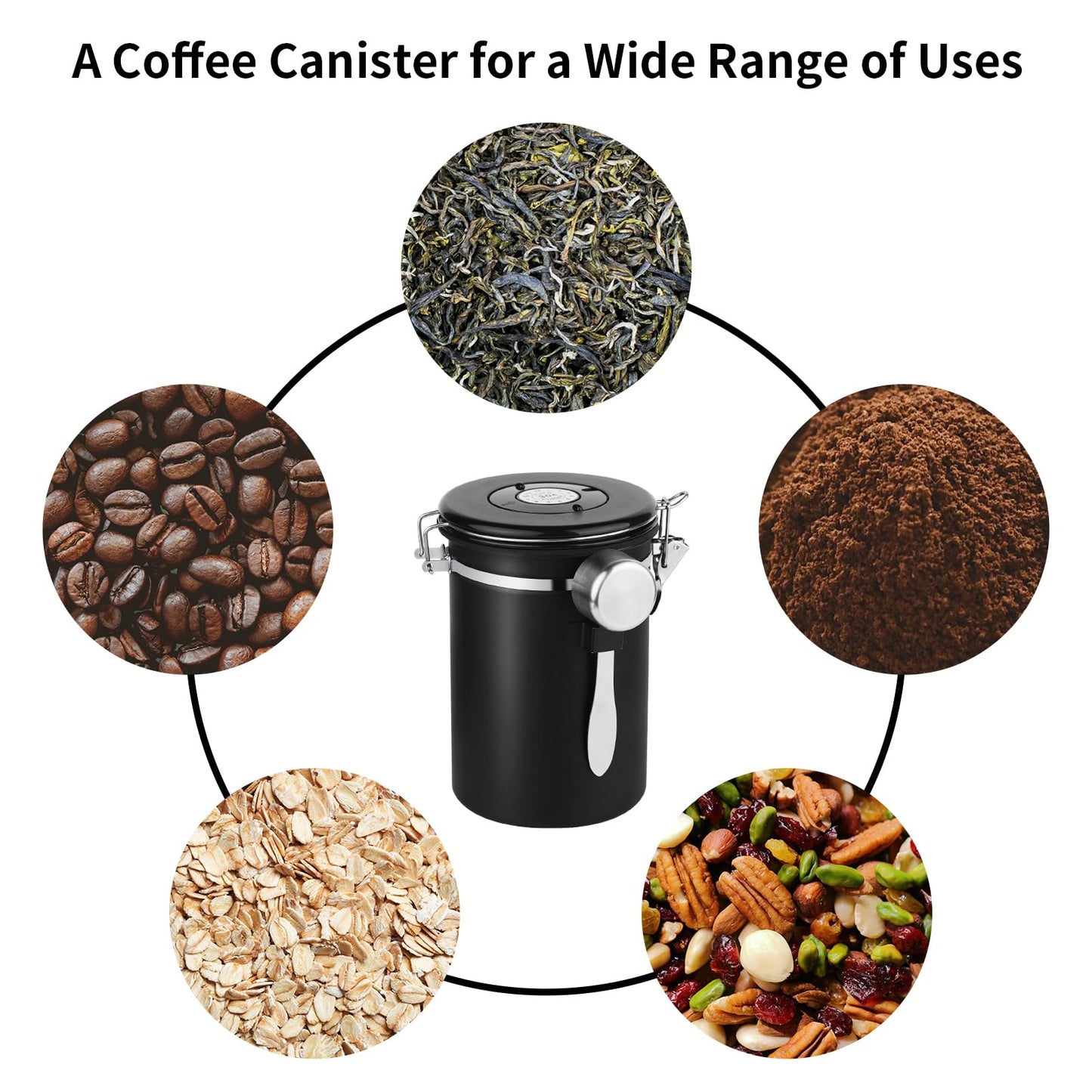 Ohtomber 22oz Stainless Steel Airtight Coffee Canister with Date Tracker