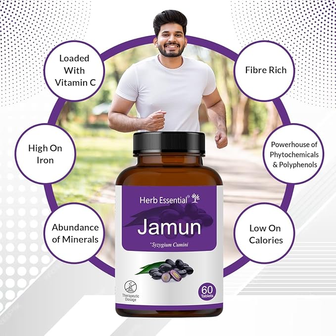Jamun Seed Tablets 500mg (60 Count) Syzygium Cumini Seed Supplement Indian BlackBerry Tablets, Vegan, Additive-Free & Non-GMO Formula- 60 Count (Pack of 1)