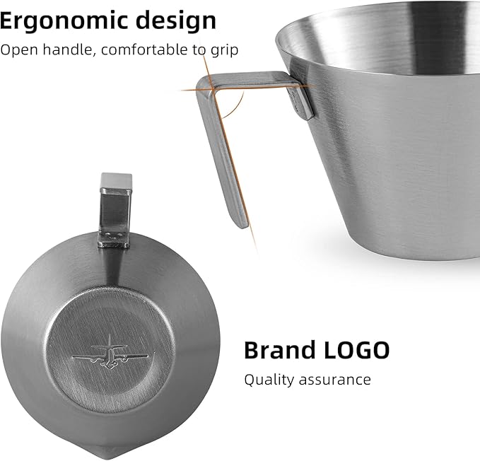MHW-3BOMBER Espresso Measuring Cup Espresso Shot Cup 2oz Stainless Steel Pouring Cup for Tomato Sauce|Steak Sauce|Desserts|Beverages| (Matte Glossy) G5140
