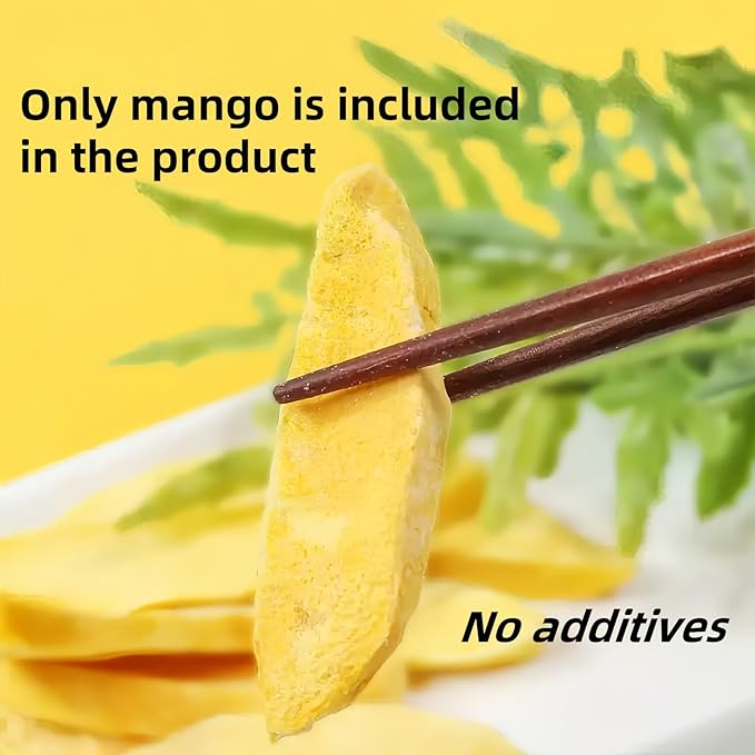 Freeze Dried Mango Chunks, Dried Mango, crispy fruit mango，mango dried fruit，Unsweetened, Crispy Tropical Fruit Snacks, Delicate Jar, 6.1 oz/175g