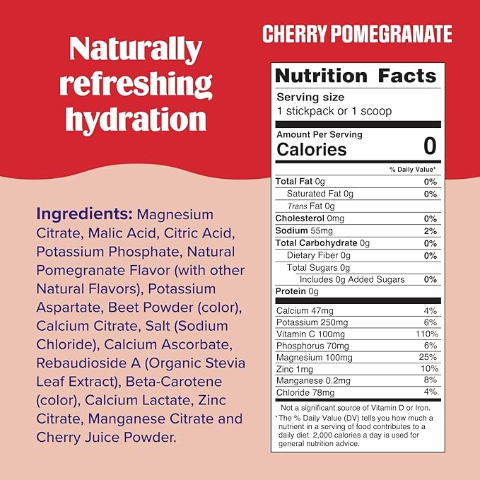 Ultima Replenisher Daily Electrolyte Powder Drink Mix ??Sugar Free ??Cherry Pomegranate, 20 Stickpacks ??Hydration Packets with 6 Electrolytes and Minerals ??Keto Friendly, Vegan, Non-GMO