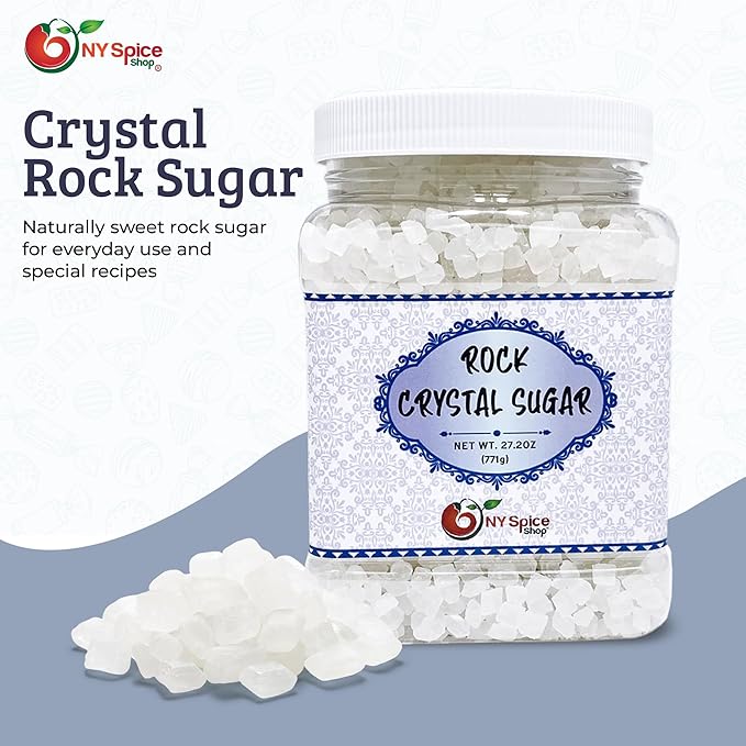 NY SPICE SHOP Rock Crystal Sugar ??1.7 Pound (27.2 Ounce) Jar Candy Crystals ??Sugar Rocks Whole ??Crystals ??Rock Candy ??Rock Sugar for Tea, Cakes