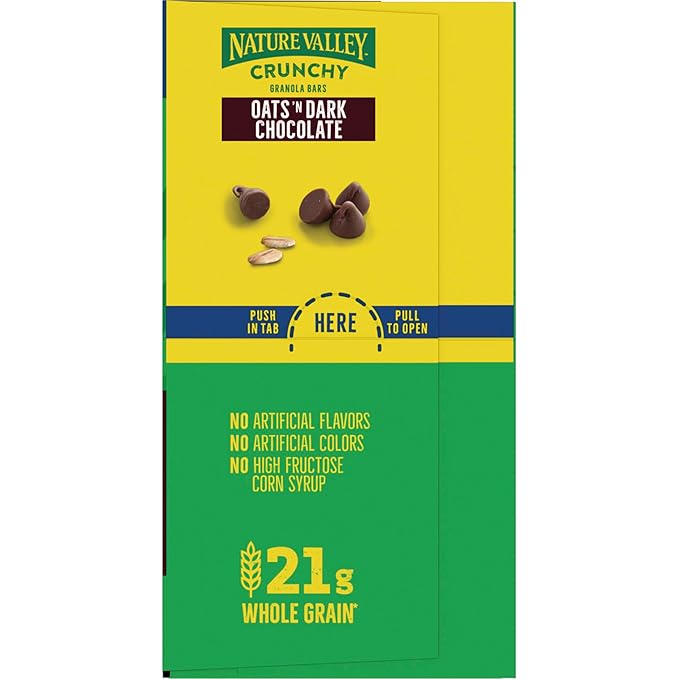 Nature Valley Crunchy Granola Bars, Oats 'n Dark Chocolate, 24 Bars, 17.88 OZ (12 Pouches)