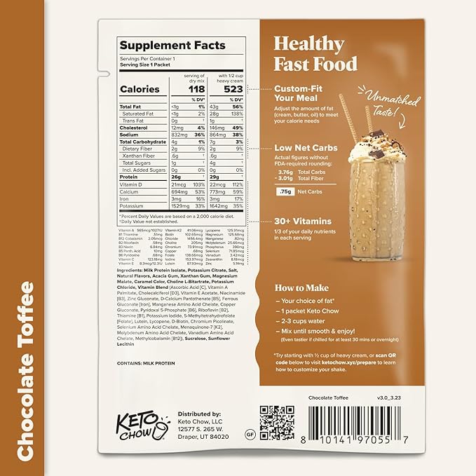 KETO CHOW CHOCOLATE TOFFEE - 1 MEAL PACK