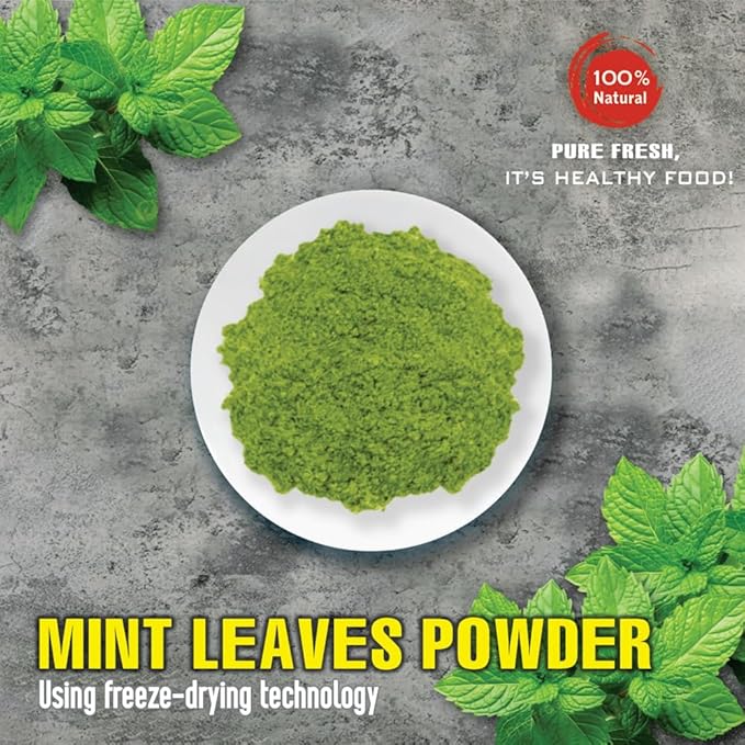 MINT LEAVES POWDER 2.47 Oz (70g) VIETFARMFOOD: Pure, natural freeze-dried spice made from real