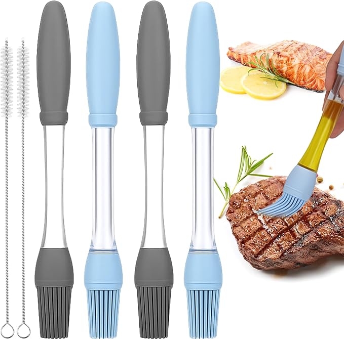 Palksky 4PCS Silicone Basting Brushes for Cooking, Heat Resistant Non Stick Pastry Brushes for Oil, Butter, Sauce - BBQ, Grilling, Baking Kitchen Tools, Dishwasher Safe