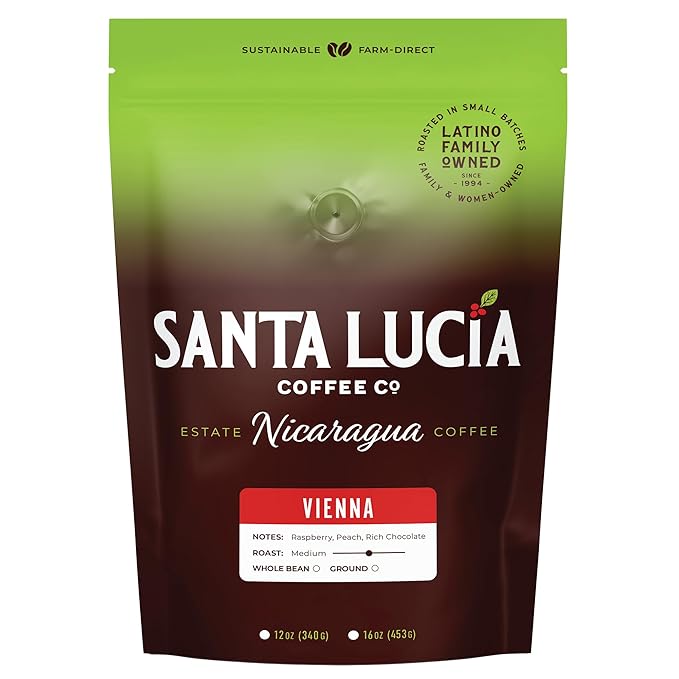 Specialty Volcanic Nicaraguan - Artisan Select Vienna Medium/Dark Roast Coffee - Warm & Balanced, Low Acid, 91 Point, Small Batch Roasted, Farm Direct, 100% Single-Origin, Santa Lucia, Whole Bean 16oz