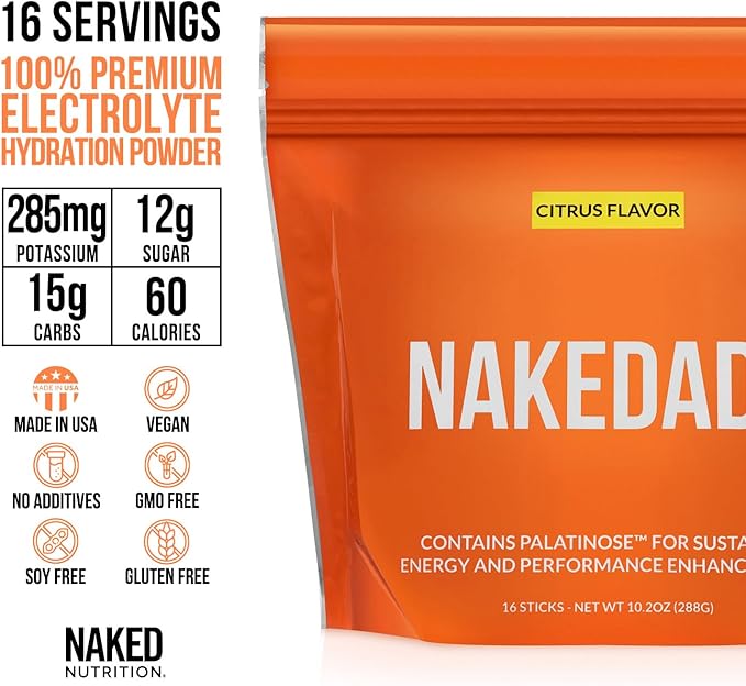 Nakedade Citrus ??Performance Enhancing Sports Drink Powder - Electrolyte Powder ??No GMOs or Artificial Sweeteners, Gluten-Free, Soy-Free, Dairy-Free ??,<div>