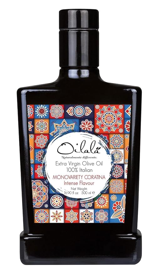 Oilala Extra Virgin Olive Oil, Robust Flavor, High Polyphenols, 707 mg/kg London IOOC Gold Medal! filtered, ,Italian Family Farm Puglia, Italy, Coratina, 2024/25 Harvest, Polyphenol rich, 500ml (16.9 FL Oz)