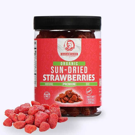 HASANZADE Organic Dried Strawberries Healthy Snacks for Adults and Kids Vegan Gluten Free Dried Fruit Snacks (18,9 Oz)
