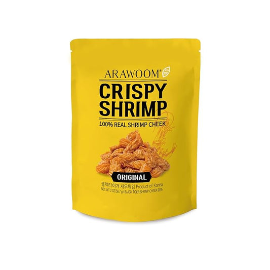 ARAWOOM - 100% Real Black Tiger Shrimp Head Crisps, Original Pack [2oz, Pack of 1], Crispy Seafood Snack, High-Protein Crunch, Crunchy On-the-Go Treat
